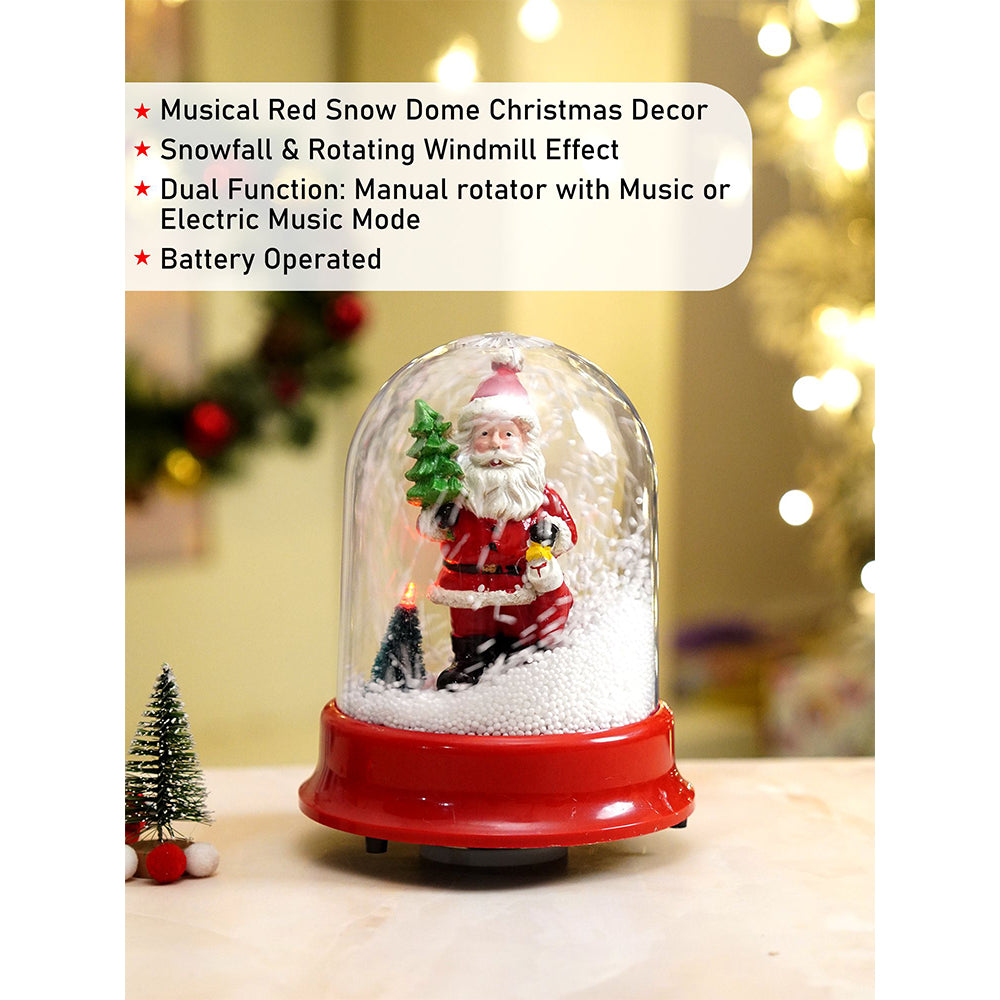 Lucky Stocking & Tree Santa , Musical Snow Globe Dome Christmas Décor and Decoration.