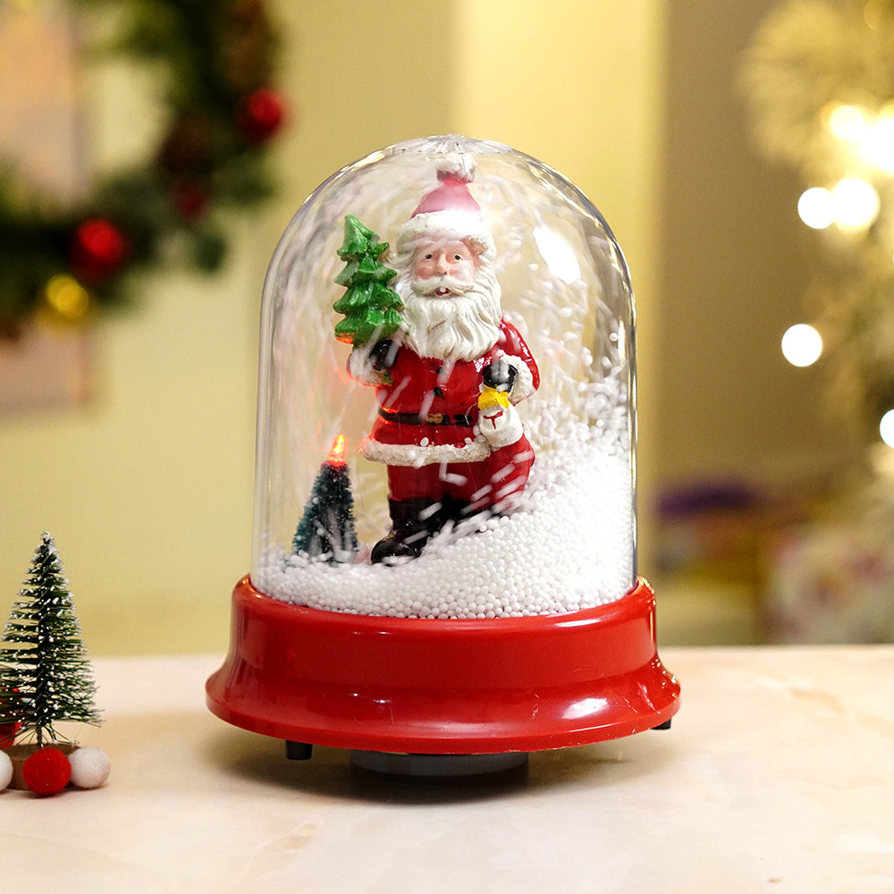 Lucky Stocking & Tree Santa , Musical Snow Globe Dome Christmas Décor and Decoration.