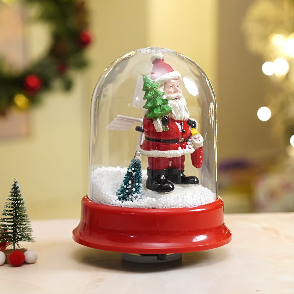 Lucky Stocking & Tree Santa , Musical Snow Globe Dome Christmas Décor and Decoration.