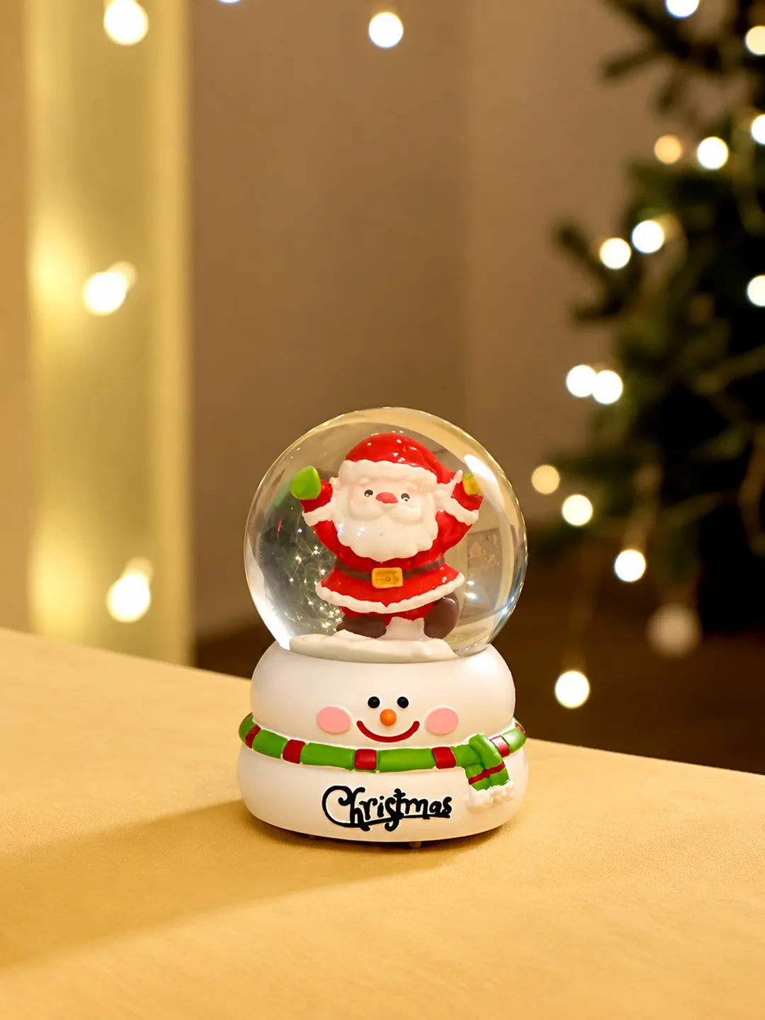 Standing Santa colorful LED Dome on Snowman Base, Christmas Table Décor & Gift option