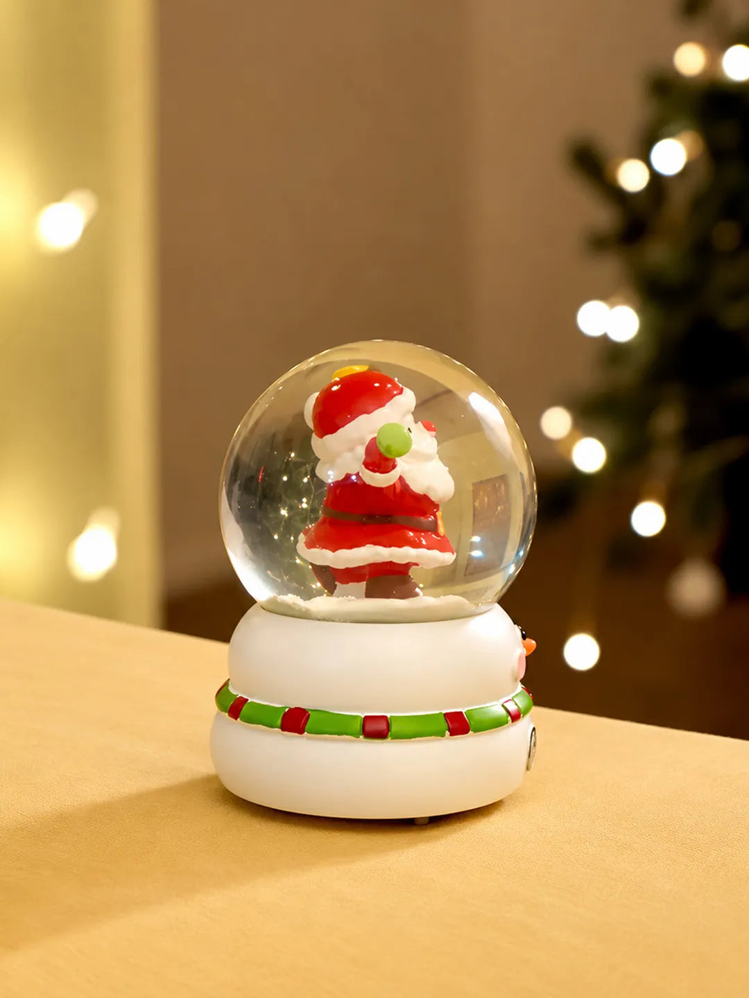 Standing Santa colorful LED Dome on Snowman Base, Christmas Table Décor & Gift option