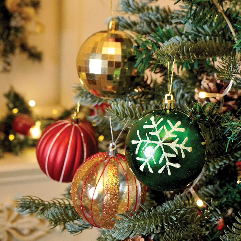 16pcs  Stripes & Snowfall Red & Green  christmas Tree oranments XMAS Tree decoration set