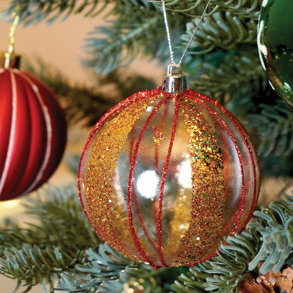 16pcs  Stripes & Snowfall Red & Green  christmas Tree oranments XMAS Tree decoration set