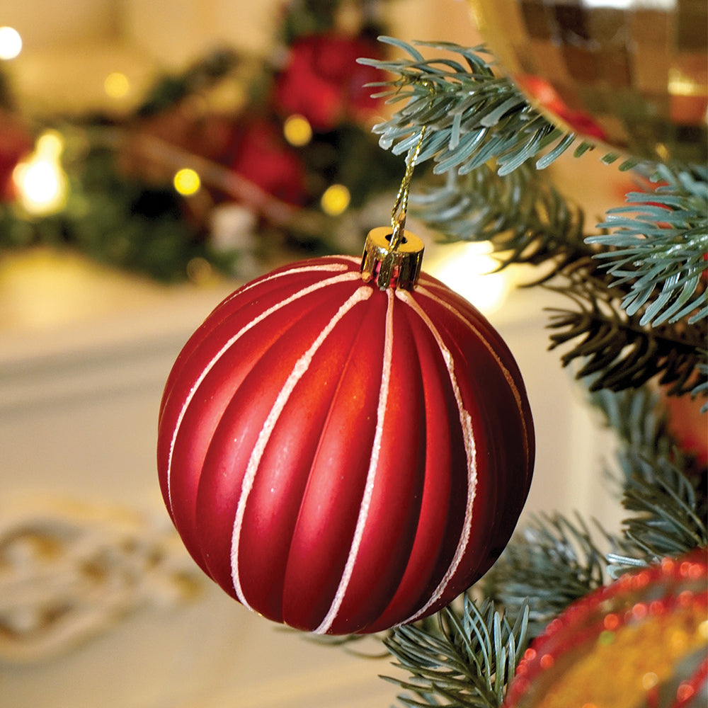 16pcs  Stripes & Snowfall Red & Green  christmas Tree oranments XMAS Tree decoration set