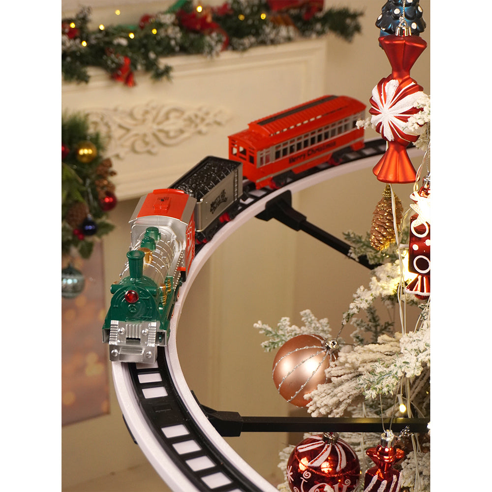 Train around the tree set with Light and Sound for Christmas Tree Decor