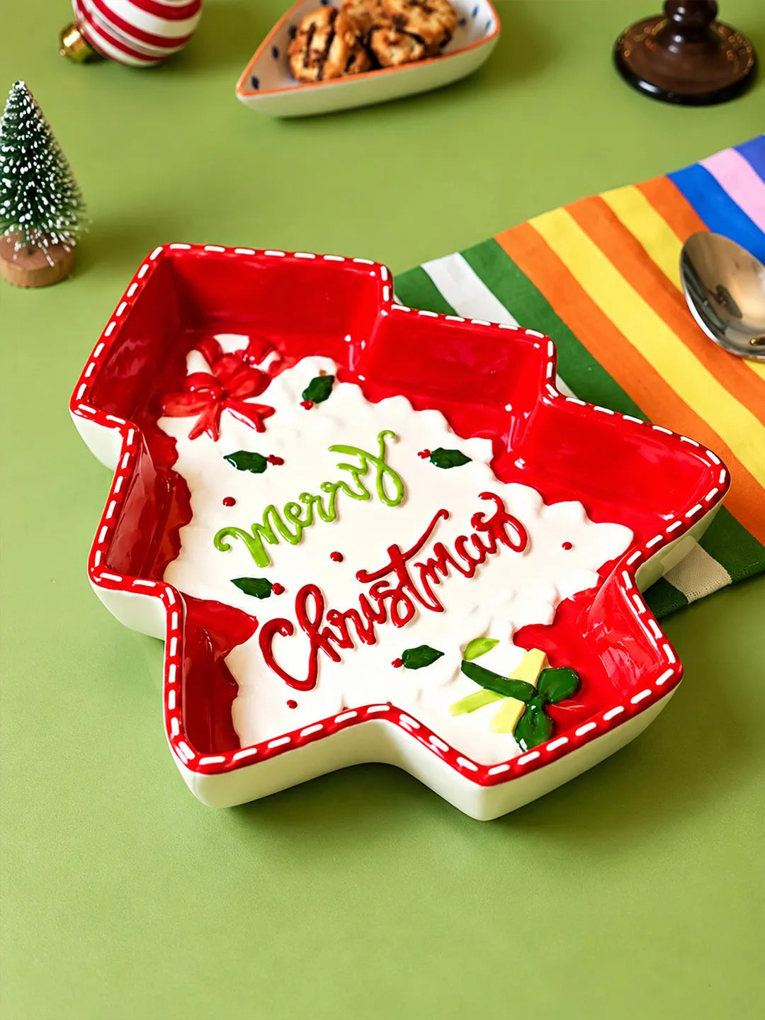 Tree Shape Christmas ceramic serving tray