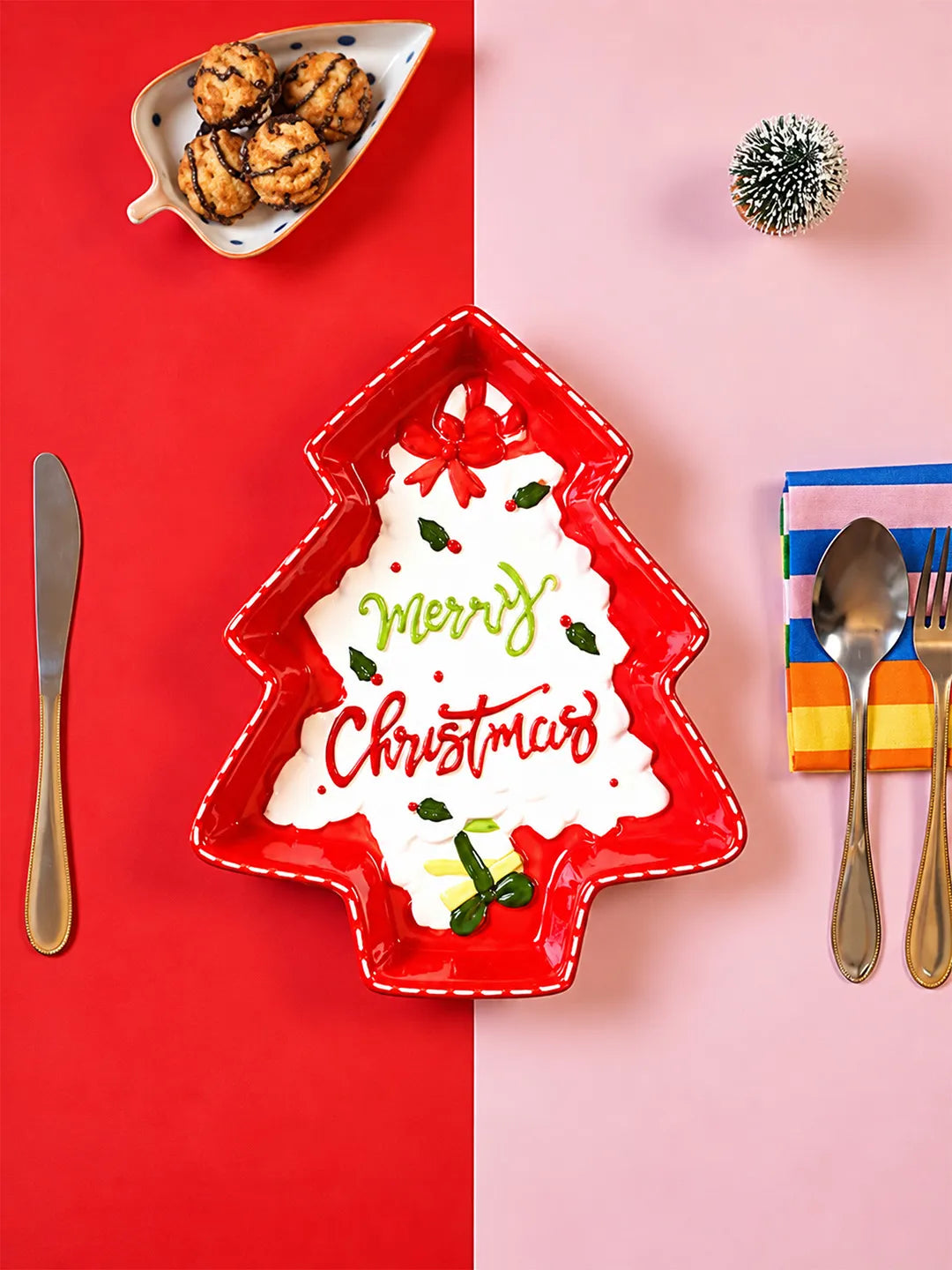 Tree Shape Christmas ceramic serving tray