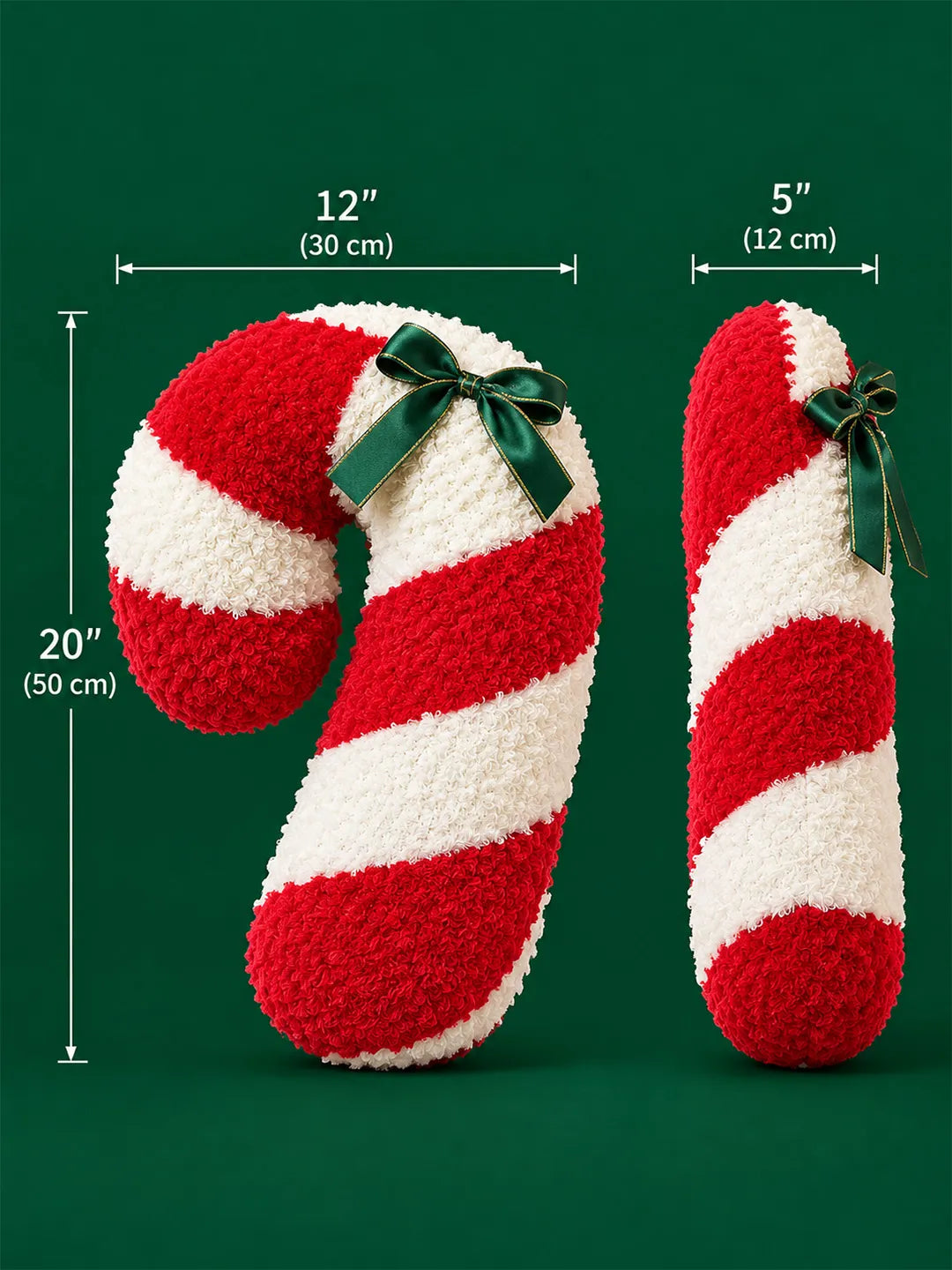 Tufted Candy Cane Shaped Soft Fluffy Christmas Pillow, Sofa Throw & Home Décor