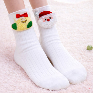 White Santa & Sockings Christmas Themed Ankle Length Socks For Kids