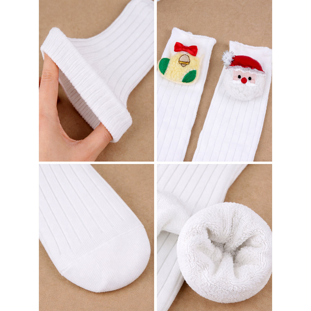 White Santa & Sockings Christmas Themed Ankle Length Socks For Kids