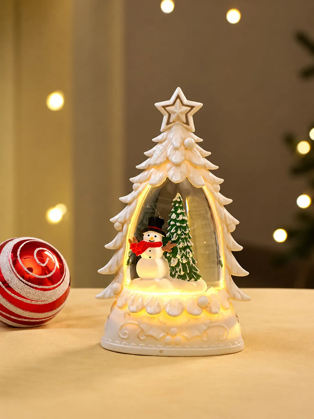 Mini White Tree colorful LED light Dome with Music Christmas Table Décor & Gift option