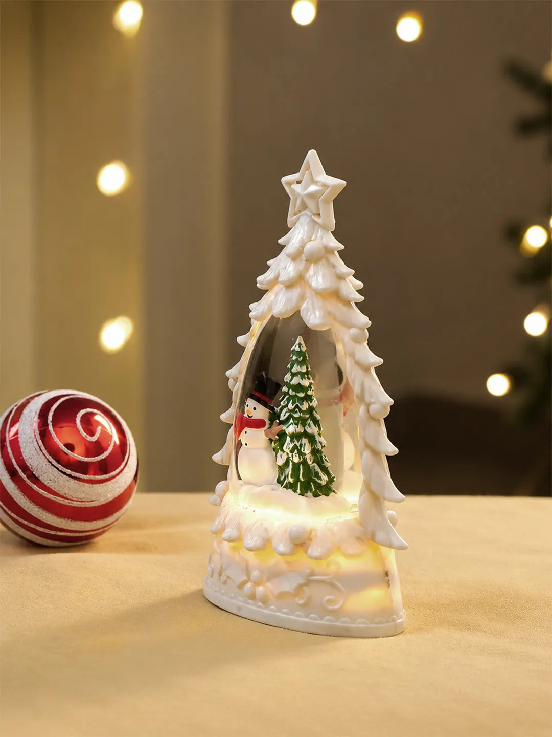 Mini White Tree colorful LED light Dome with Music Christmas Table Décor & Gift option