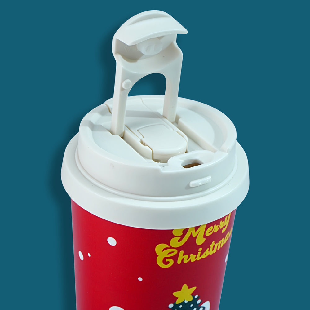 White Puppy, Christmas themed, Xmas stainless steel Coffee/Water Tumbler Bottle, 500ml with free cleaning brush