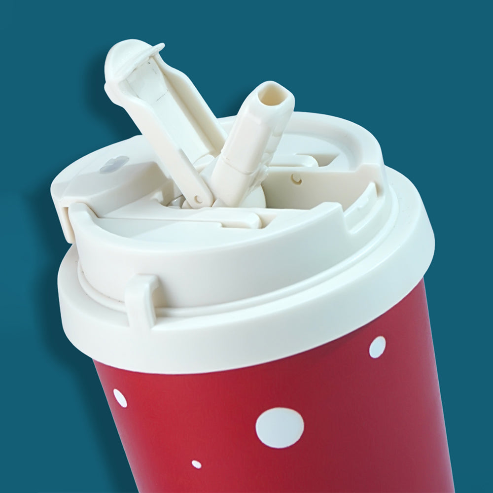 White Puppy, Christmas themed, Xmas stainless steel Coffee/Water Tumbler Bottle, 500ml with free cleaning brush
