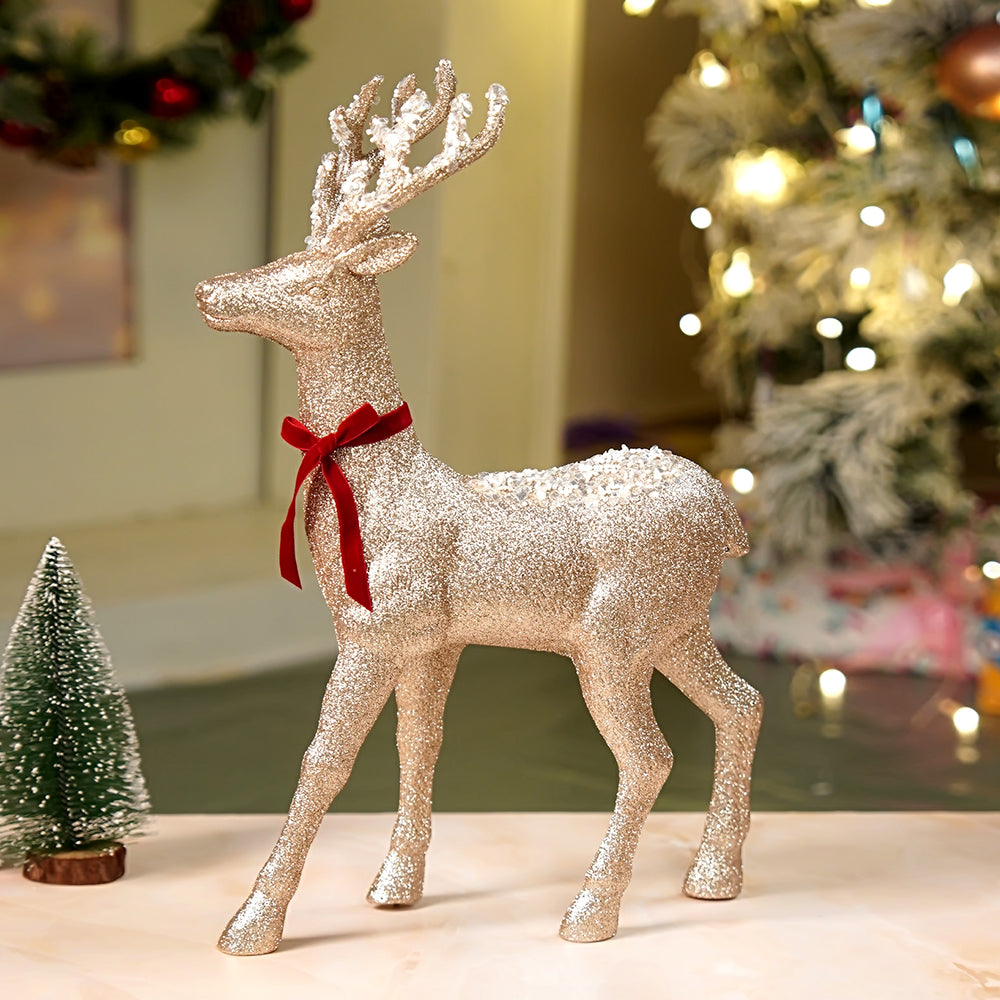 18inches Big white Sequence Gold Reindeer Christmas Décor and Decoration