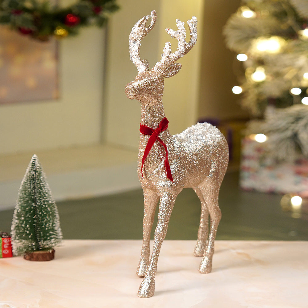 18inches Big white Sequence Gold Reindeer Christmas Décor and Decoration
