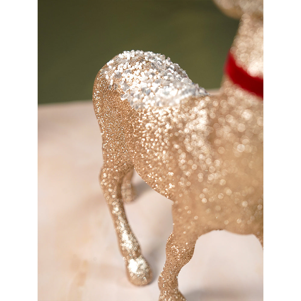 15 inches  White Sequence Gold Reindeer Christmas Décor and Decoration