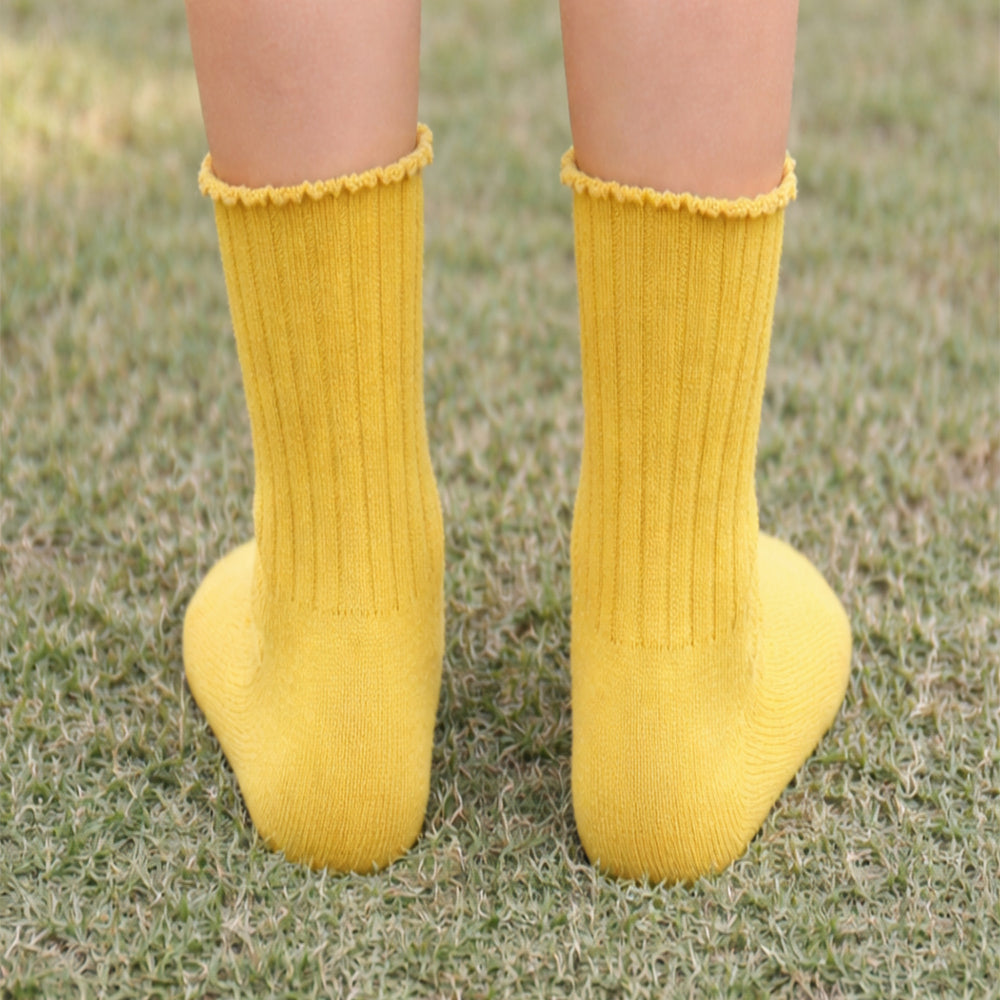 Yellow 3D Dear & Stockings Christmas Themed Ankle Length Socks For Kids