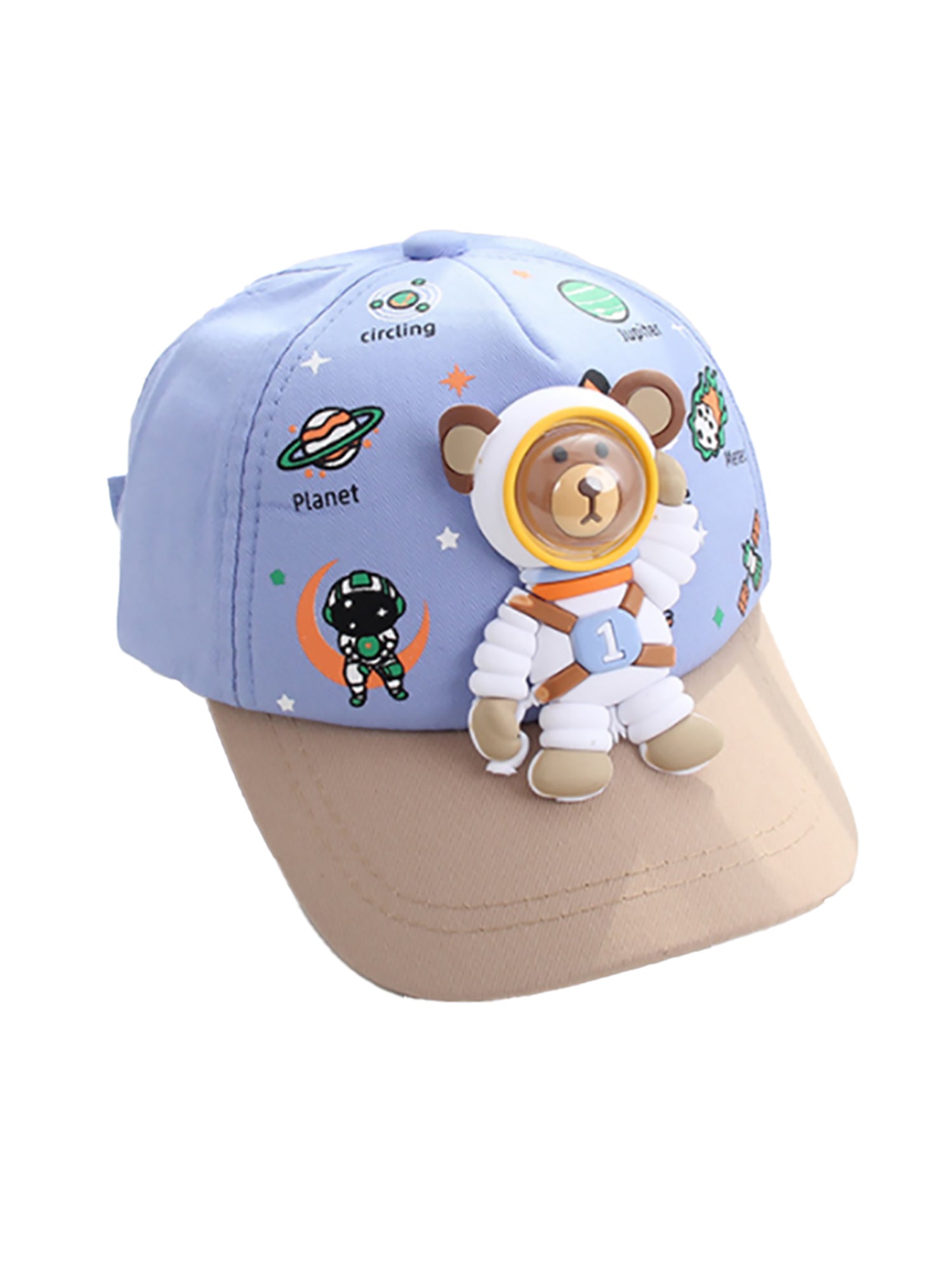 Blue & Beige 3d Astro Kelly Jo Bear Casual Cap for Kids