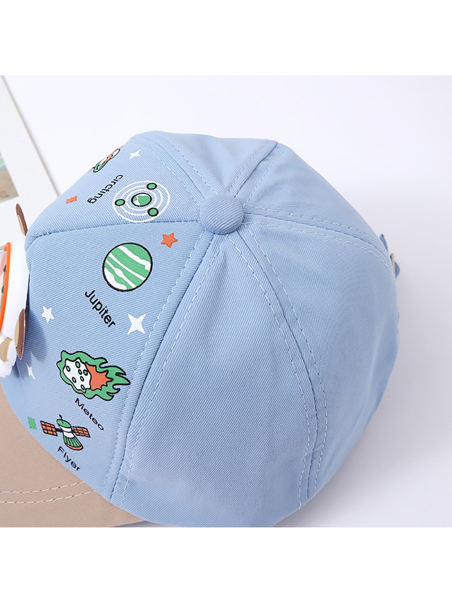 Blue & Beige 3d Astro Kelly Jo Bear Casual Cap for Kids