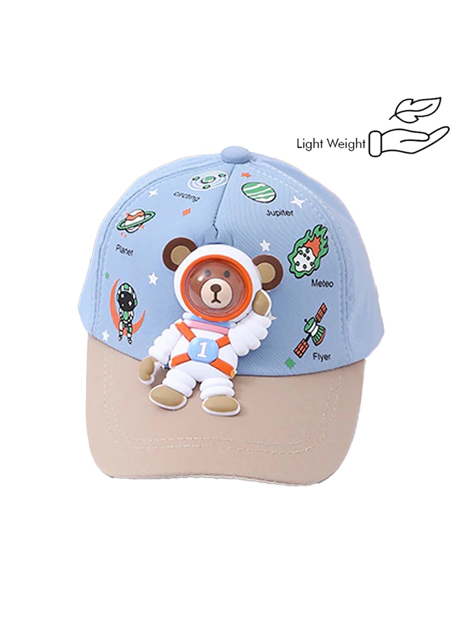 Blue & Beige 3d Astro Kelly Jo Bear Casual Cap for Kids