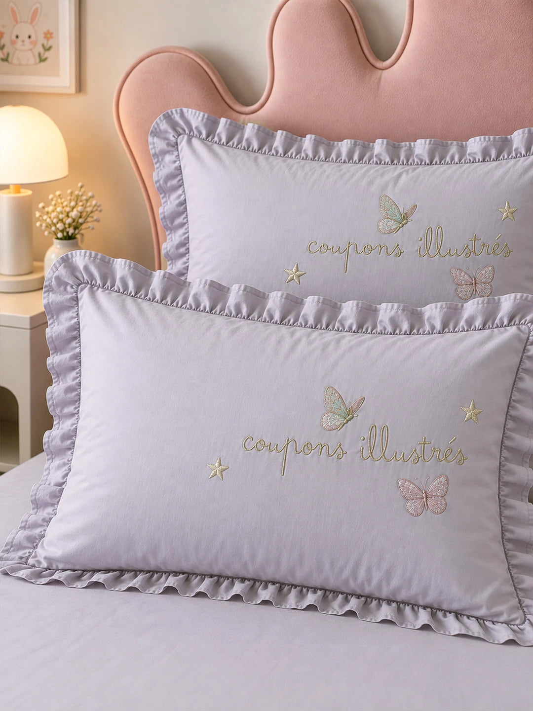 4 pcs Tutu Skirt Dance Rabbit theme, Luxe Embroidered collection of Double Bed Comforter, flat bedsheet, 2 pillow covers entire Bedding Set for King Size Bed.