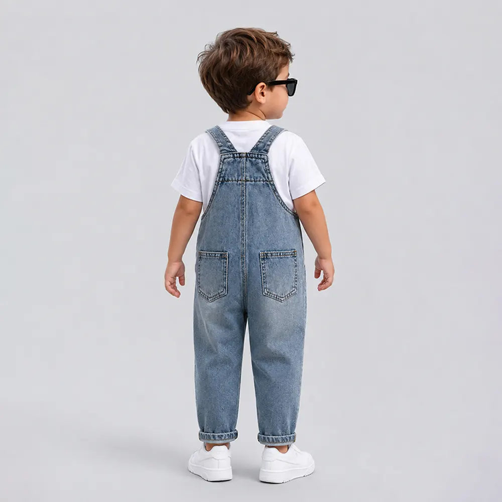 Blue-Leg Bear Denim Dungaree for Toddlers and Kids (No T-Shirt Included)