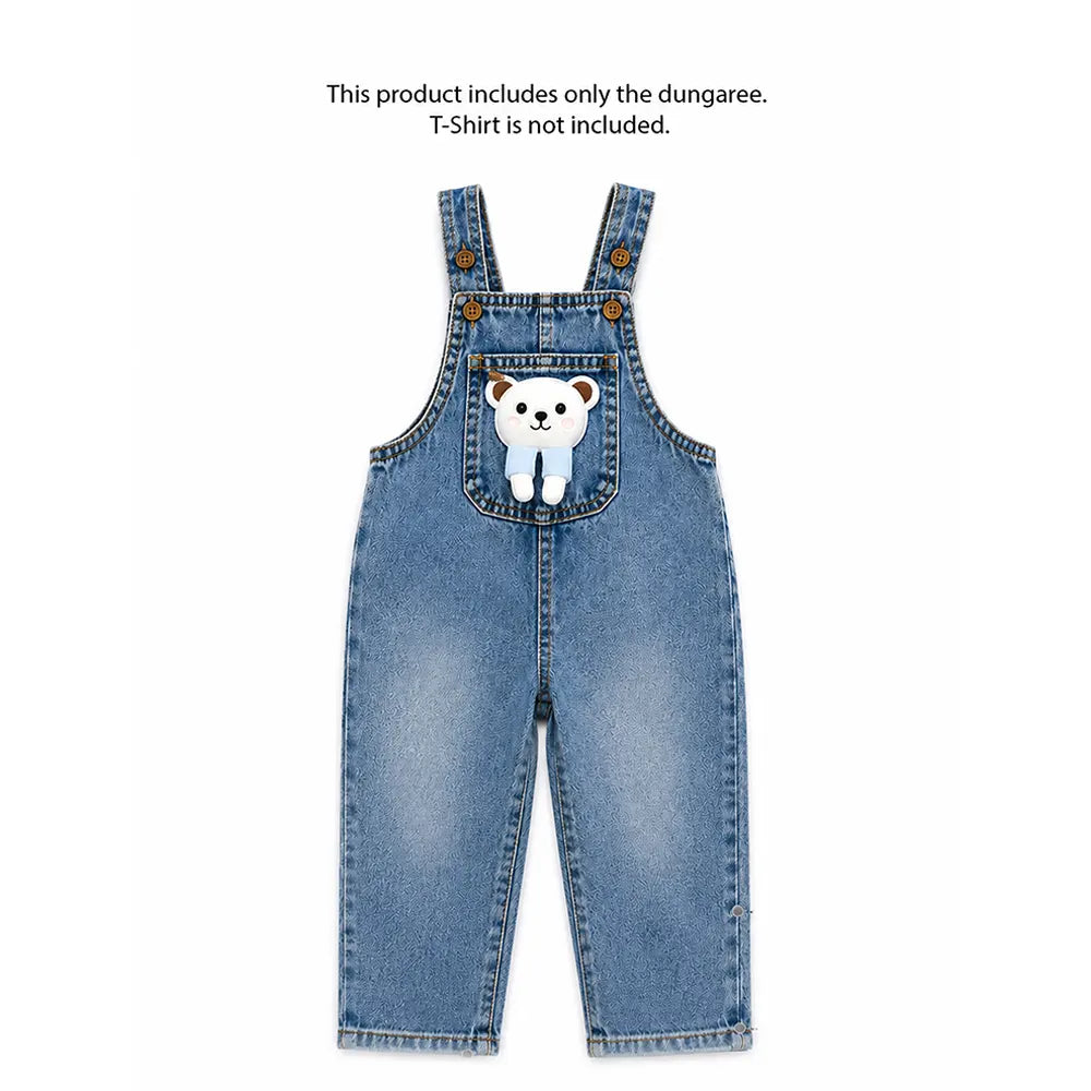 Blue-Leg Bear Denim Dungaree for Toddlers and Kids (No T-Shirt Included)