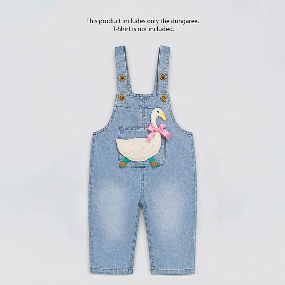 Bow Goose Denim Dungaree for Toddlers and Kids (No T-Shirt Included)