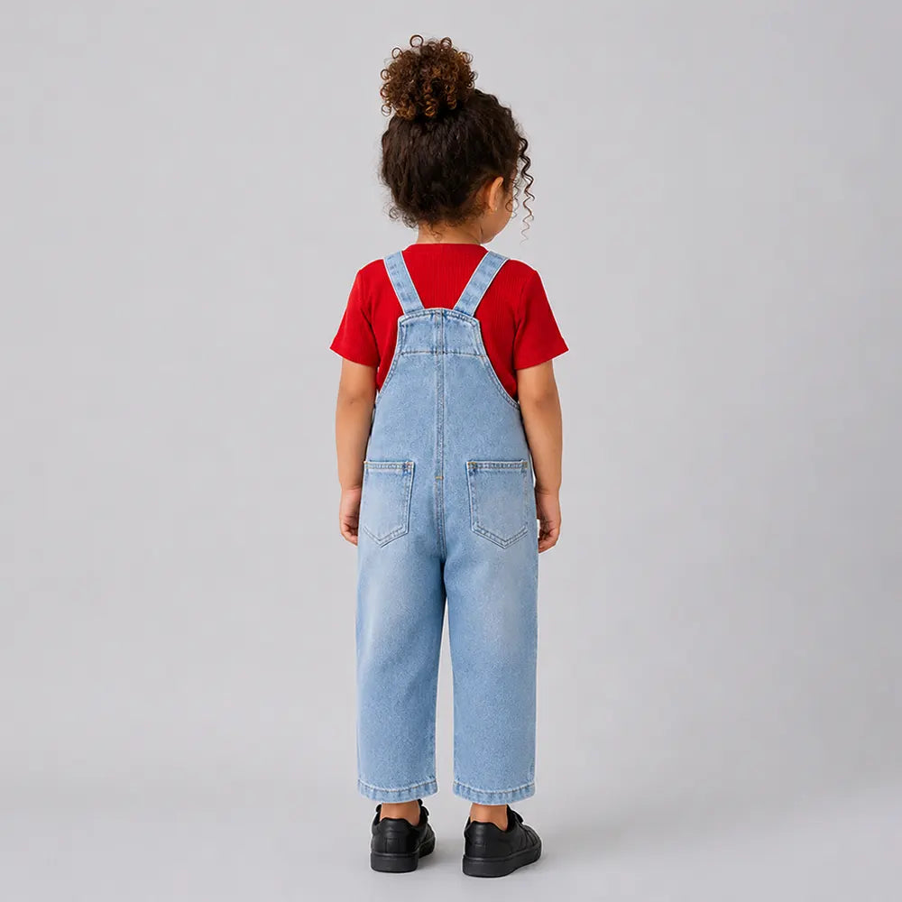 Brown Teddy Denim Dungaree for Toddlers and Kids (No T-Shirt Included)