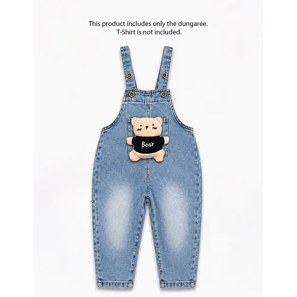 Brown Teddy Denim Dungaree for Toddlers and Kids (No T-Shirt Included)
