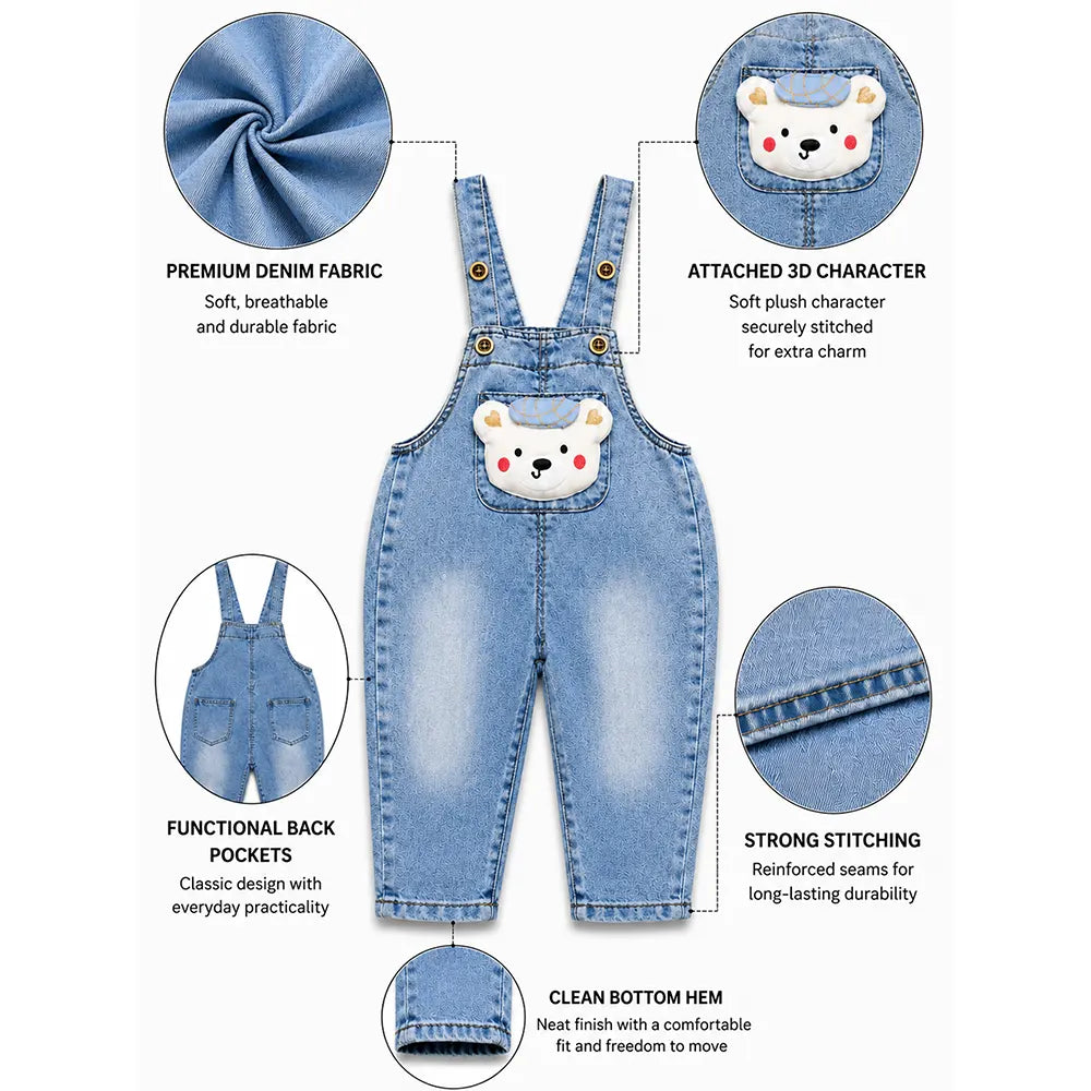 Cap Bear Denim Dungaree for Toddlers and Kids (No T-Shirt Included)