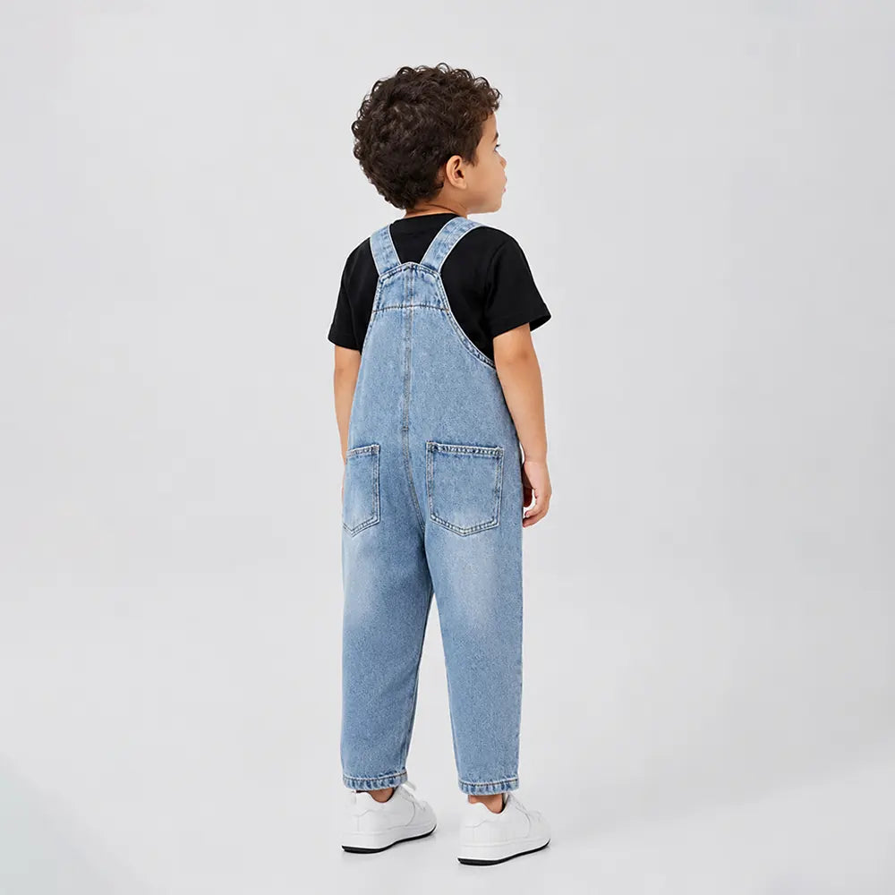 Cross Eye Bear Face Denim Dungaree for Toddlers and Kids (No T-Shirt Included)