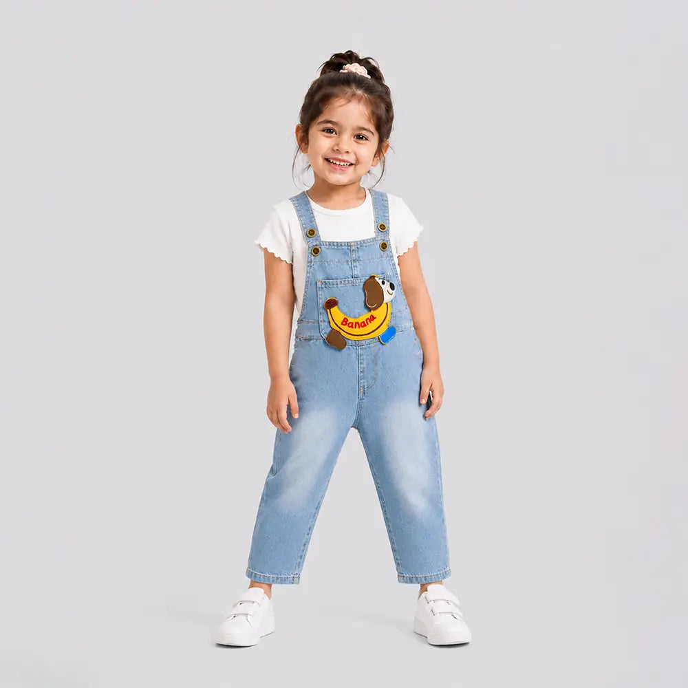 Banana Doggy Denim Dungaree for Toddlers and Kids (No T-Shirt Included)