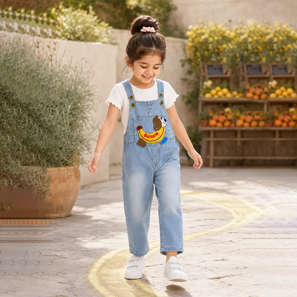 Banana Doggy Denim Dungaree for Toddlers and Kids (No T-Shirt Included)