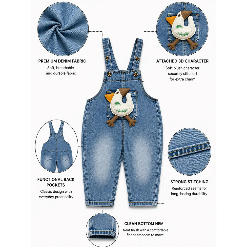 Ducky Denim Dungaree for Toddlers and Kids (No T-Shirt Included)
