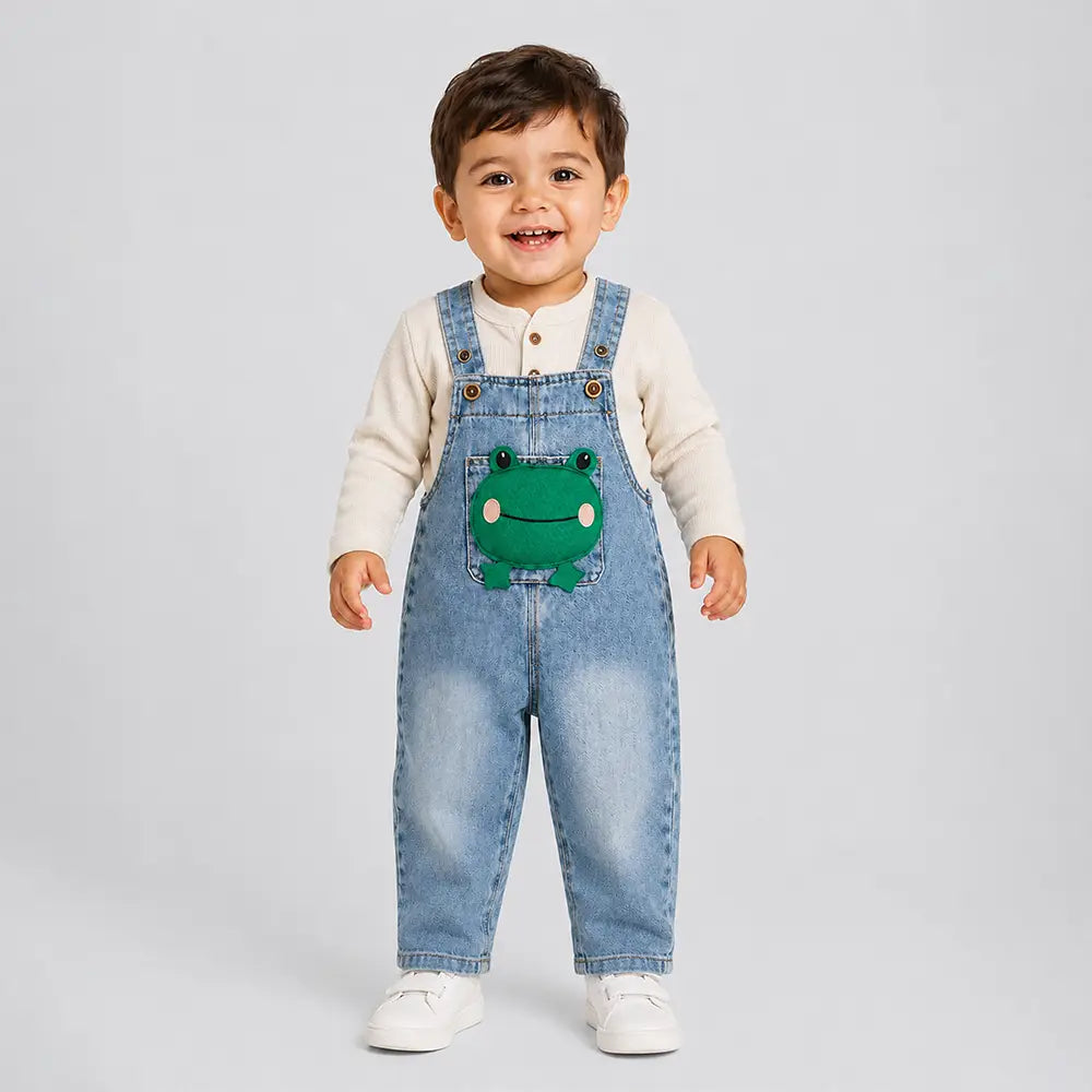 Froggy Denim Dungaree for Toddlers and Kids (No T-Shirt Included)
