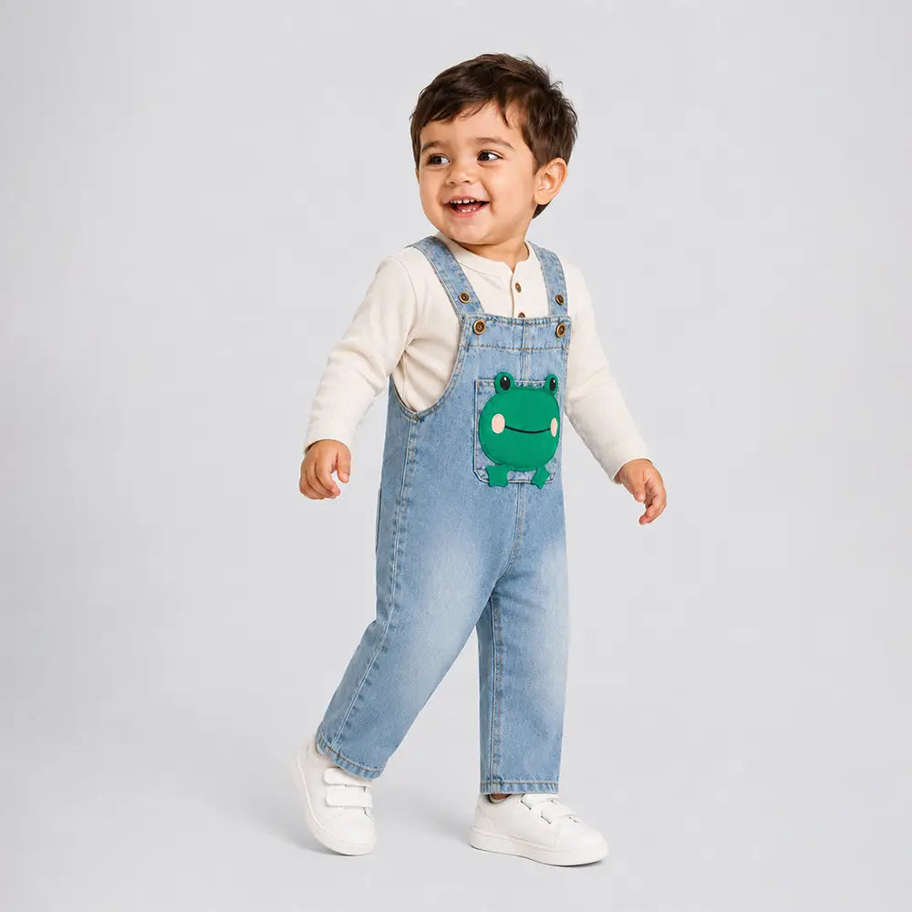 Froggy Denim Dungaree for Toddlers and Kids (No T-Shirt Included)
