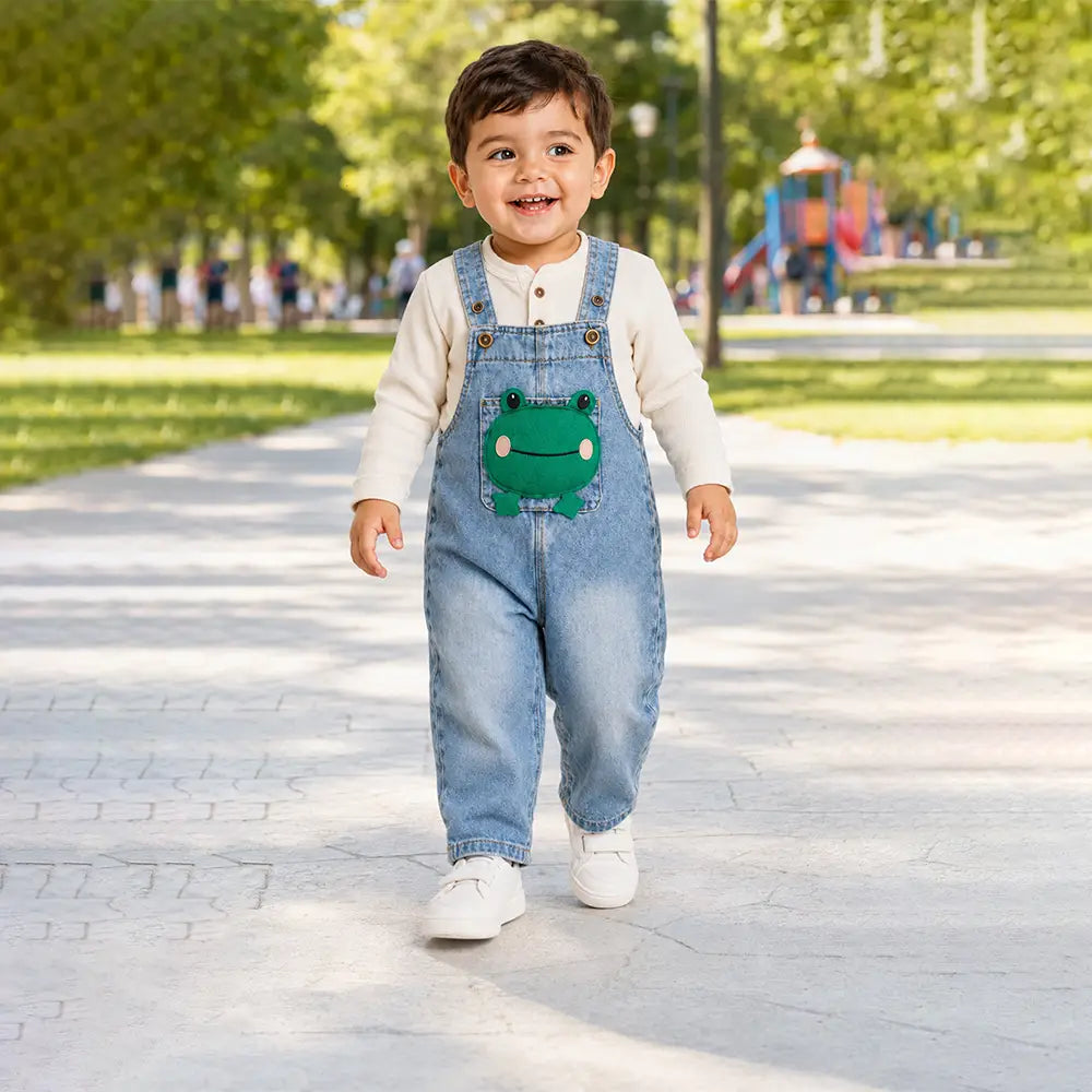 Froggy Denim Dungaree for Toddlers and Kids (No T-Shirt Included)