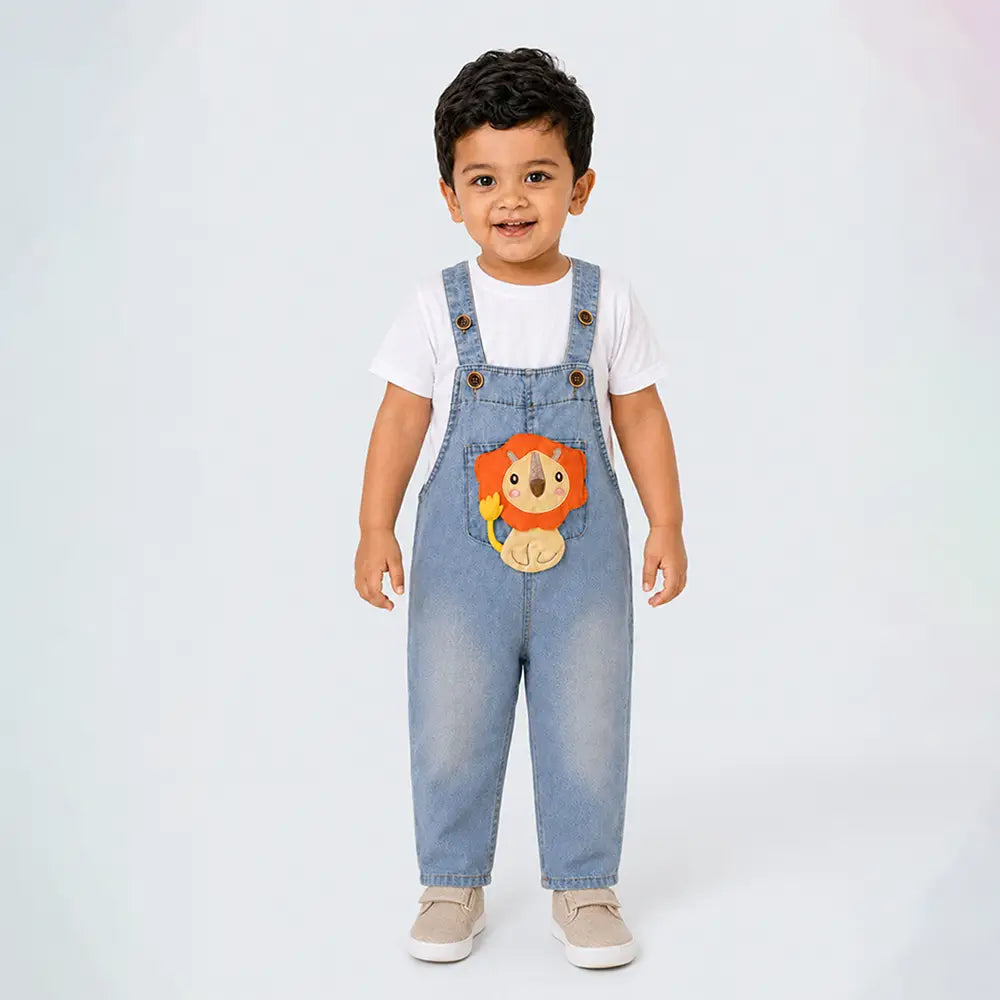 Lion Denim Dungaree for Toddlers and Kids (No T-Shirt Included)