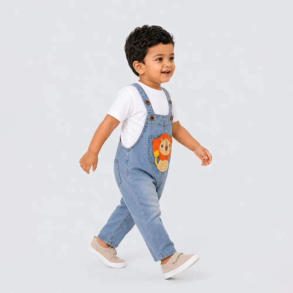 Lion Denim Dungaree for Toddlers and Kids (No T-Shirt Included)