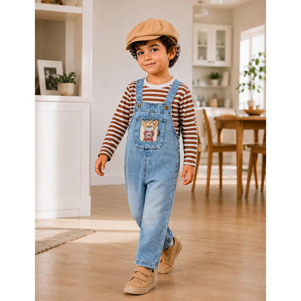 Naughty Mouse Denim Dungaree for Toddlers and Kids (No T-Shirt Included)