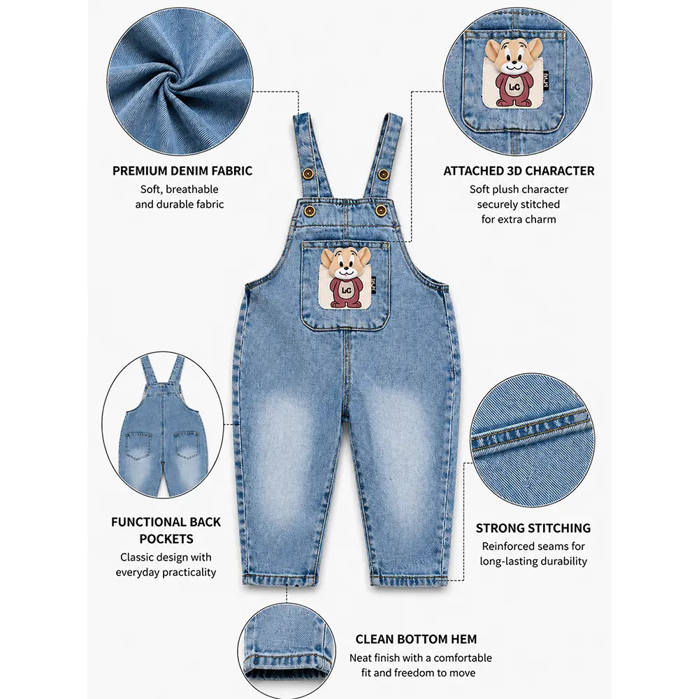 Naughty Mouse Denim Dungaree for Toddlers and Kids (No T-Shirt Included)