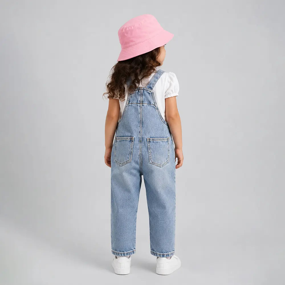 Blushing Panda Face Denim Dungaree for Toddlers and Kids (No T-Shirt Included)