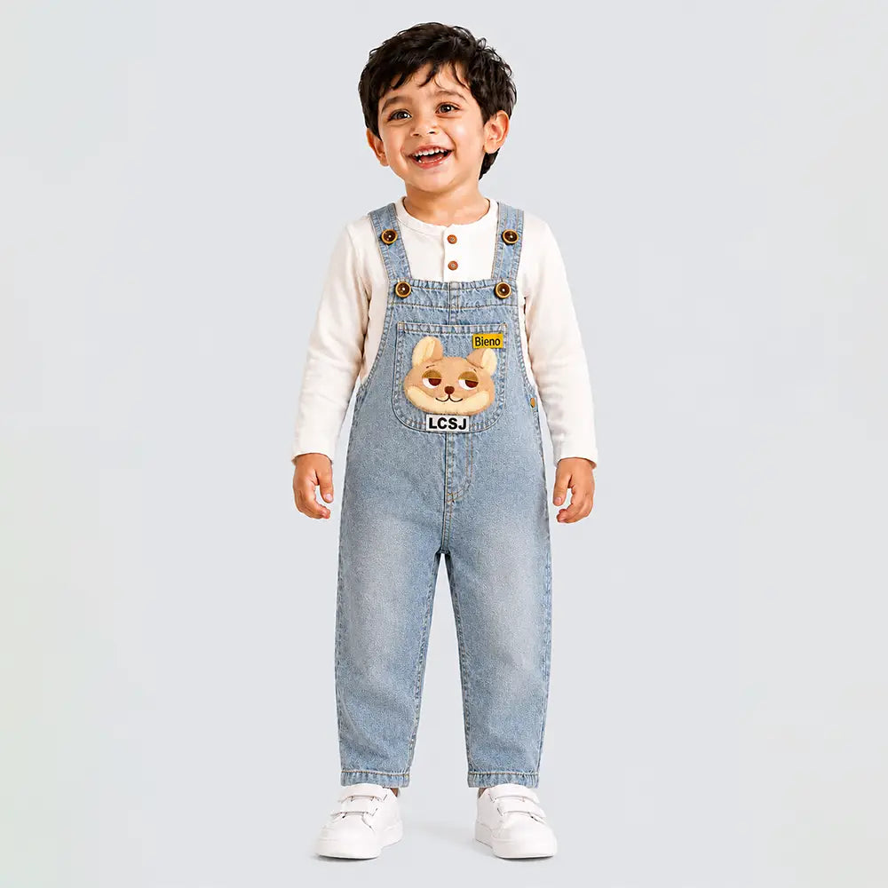 Sleepy Foxy Denim Dungaree for Toddlers and Kids (No T-Shirt Included)