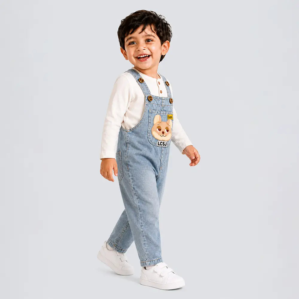 Sleepy Foxy Denim Dungaree for Toddlers and Kids (No T-Shirt Included)