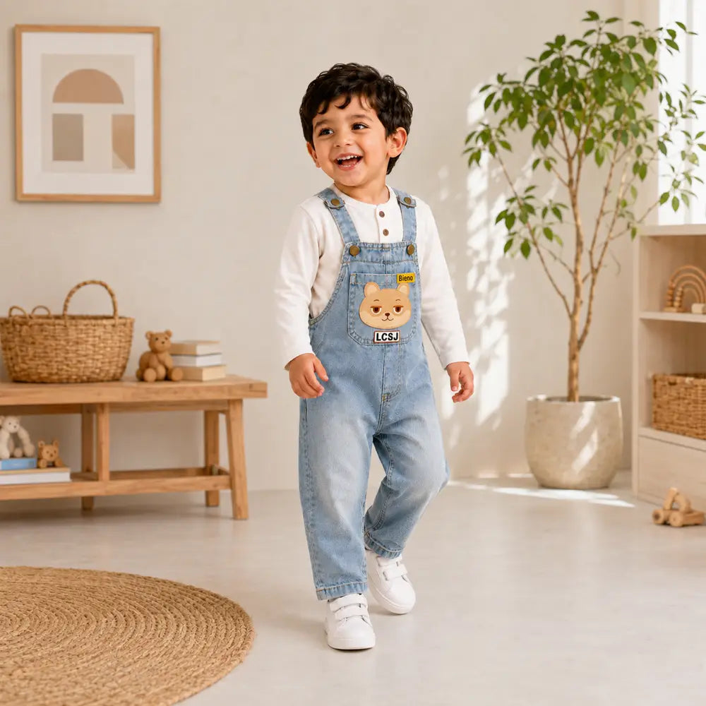 Sleepy Foxy Denim Dungaree for Toddlers and Kids (No T-Shirt Included)