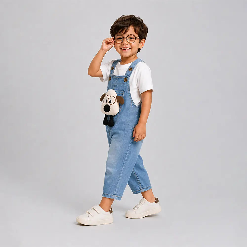 Specs Puppy Denim Dungaree for Toddlers and Kids (No T-Shirt Included)