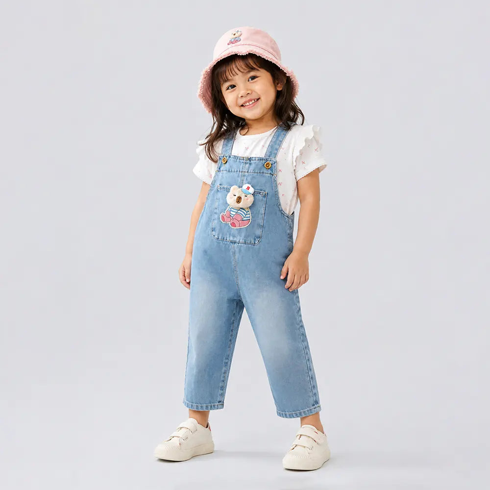 Stripes Cappy Denim Dungaree for Toddlers and Kids (No T-Shirt Included)