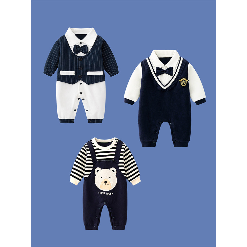 19 pcs Royal Blue Bow Teddy Birthday Gift Hamper set for Baby with travelling suitcase